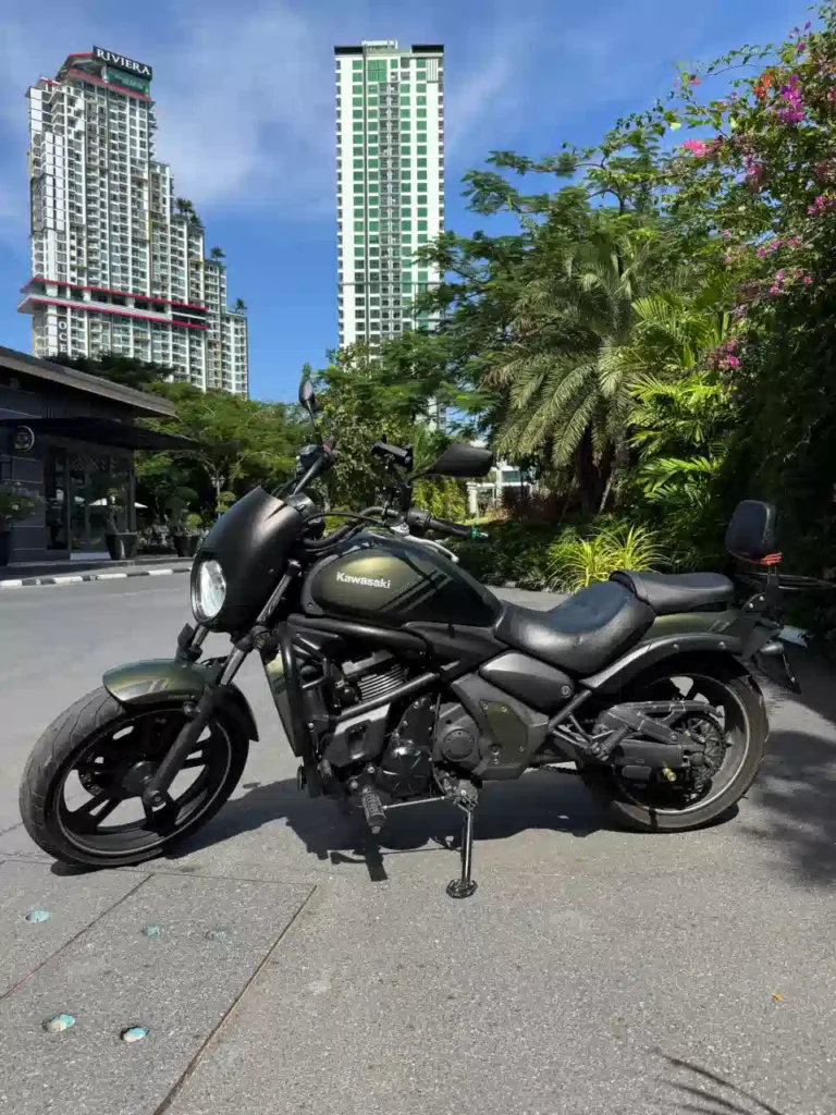 Kawasaki Vulcan rental Pattaya cruiser motorcycle parked in the city